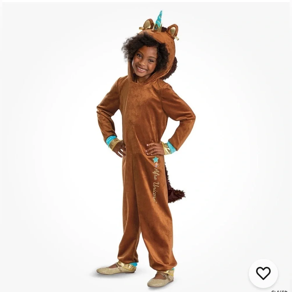 NEW Girl's Deluxe Afro Unicorn Jumpsuit Costume - Disguise Costumes